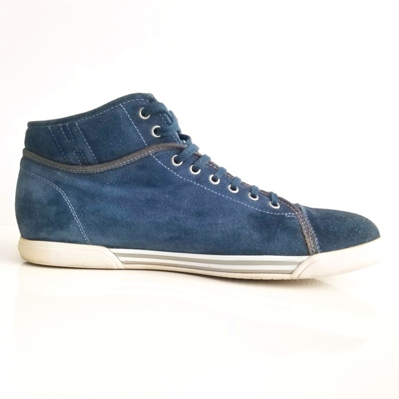 HOGAN REBEL Fashion Sneakers High Top Blue Suede - Picture 2 of 12